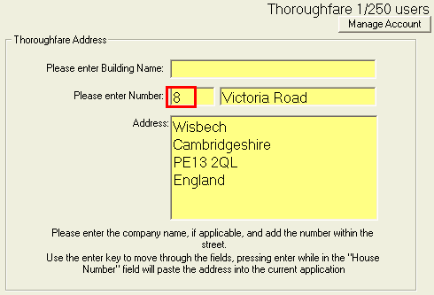 thoroughfare PAF (Royal Mail) license being used