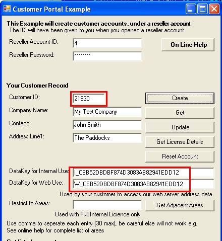 Reseller Portal enter data key
