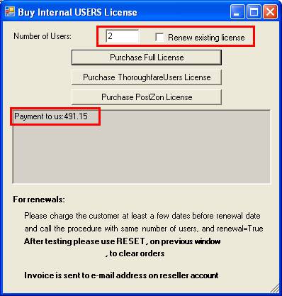 Reseller Portal buy Internal license