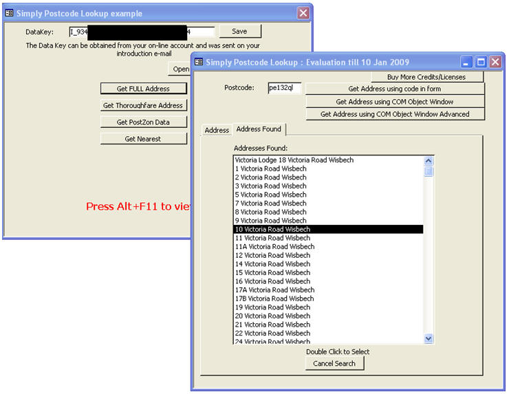 Postcode Address Finder with Microsoft Access
